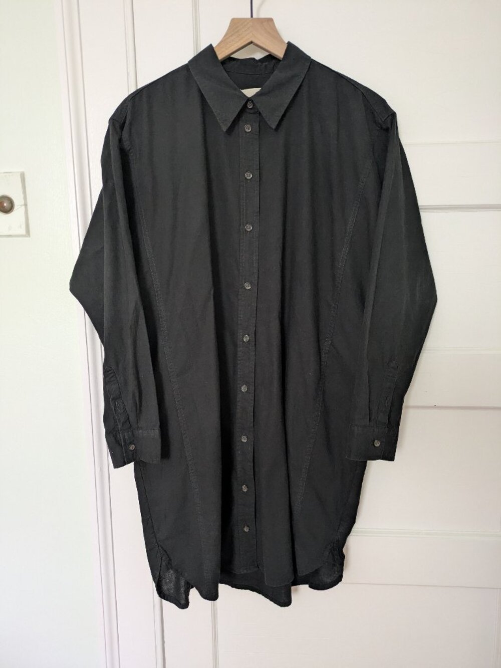 Universal Thread Black Shirt Dress Tunic Cotton Linen Large Long Sleeve